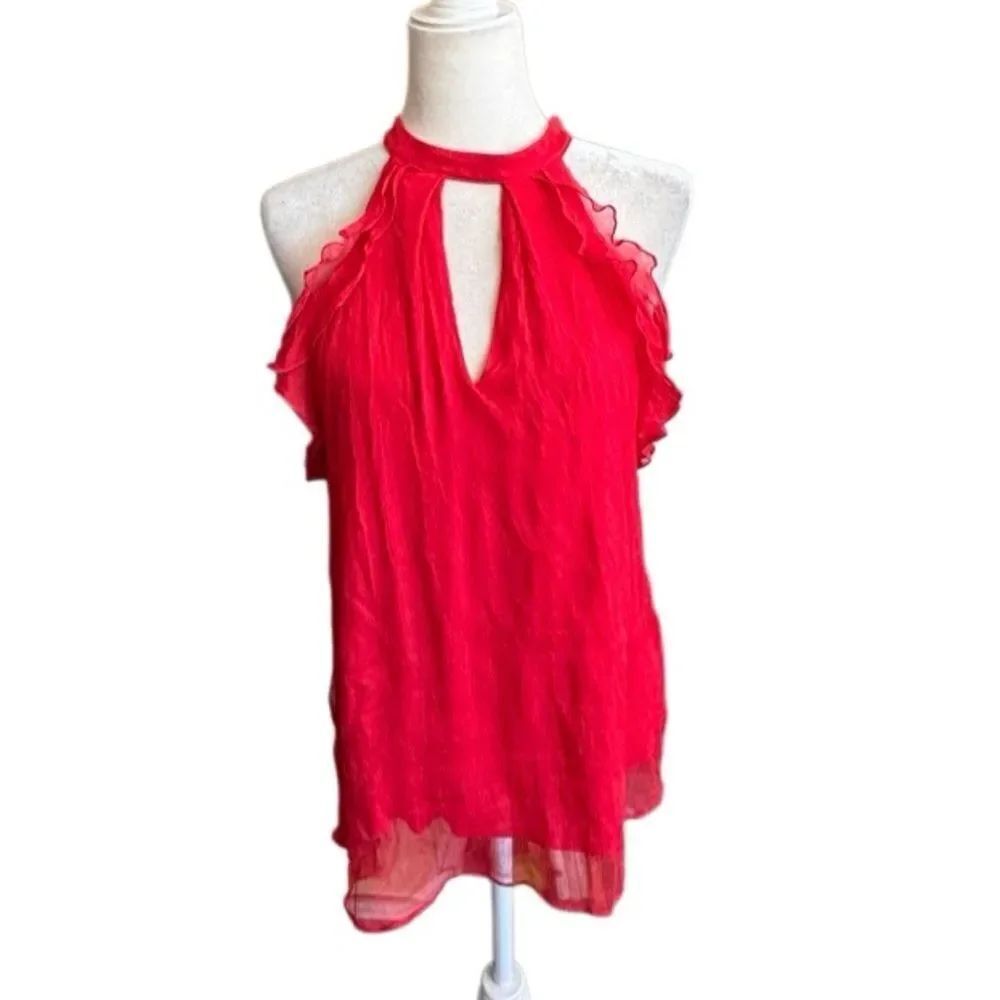 Antropologie Eva Franco Red Blouse Halter Flowy Fairy Chic SZ 6